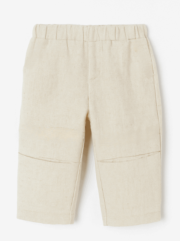 Happy Hopper Pants baby trousers – handmade toddler pants shown as finished garment, sizes 6M–18M sewing pattern.