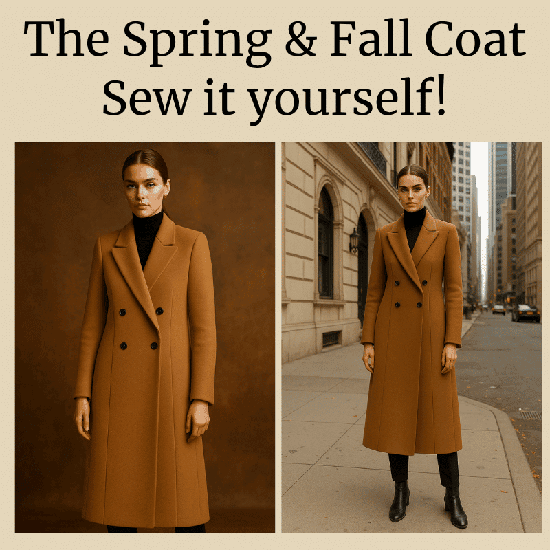 Photo of modell wearing the The Spring & Fall Coat to showcase the design.