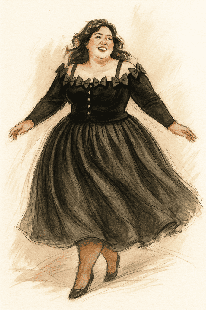 Fashion illustration of the Curvy glam set sewing pattern