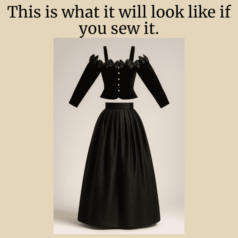 Photo of the finished Curvy Glam Set sewing pattern, sewn in sizes EU 42–50 / US 12–20, showing how the garment looks when made.