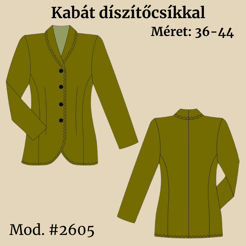Kabát díszítőcsíkkal – Prémium szabásminta csomag