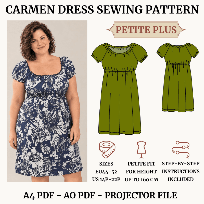 Carmen Dress – Petite Plus Size Sewing Pattern